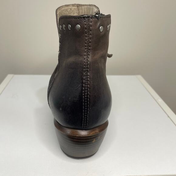 Miz Mooz Ruched Slouchy Leather Studded Ankle Boots Booties‎ Zipper Brown Sz 38 - Picture 10 of 13